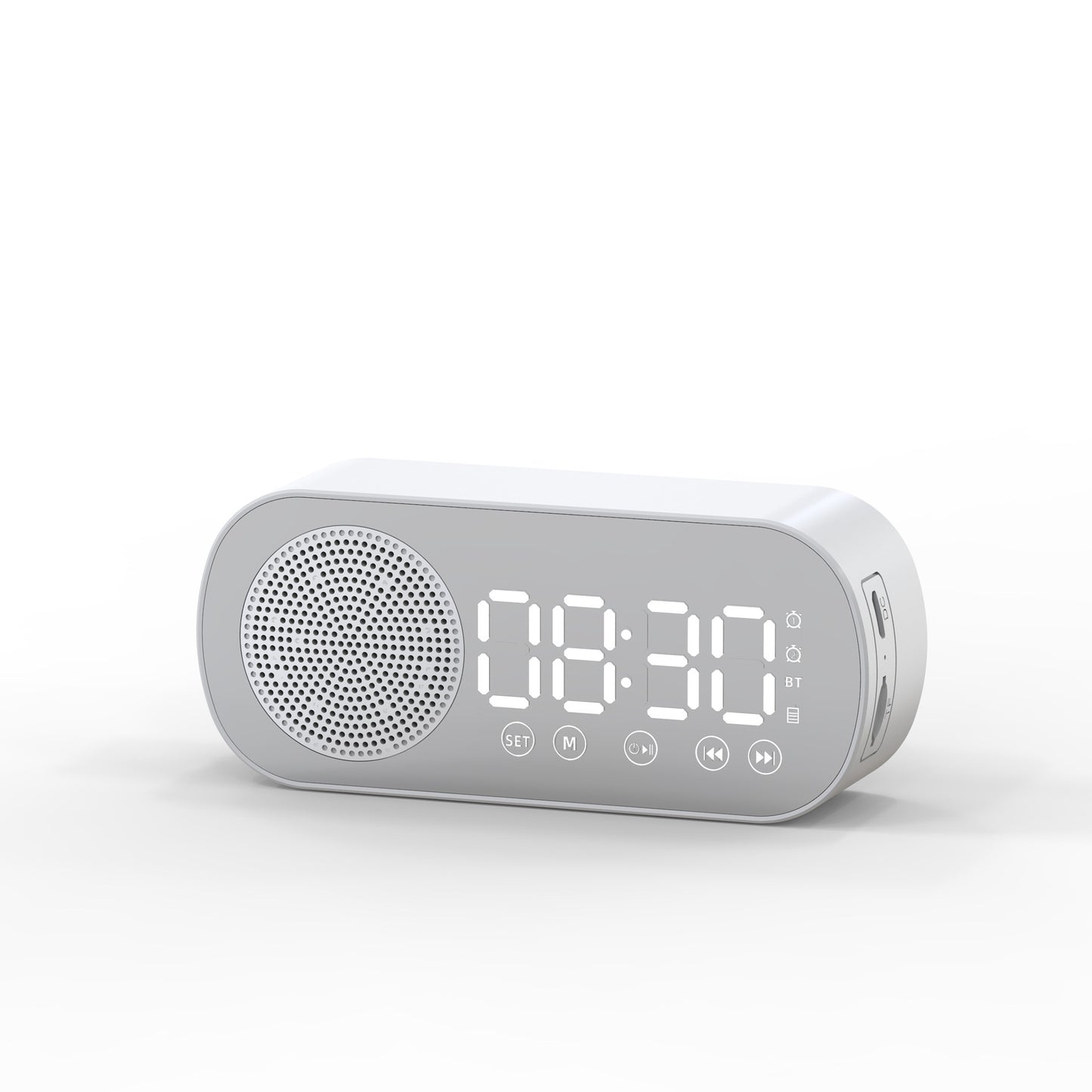 Bluetooth Music Alarm Clock with LED Mirror & FM Radio
